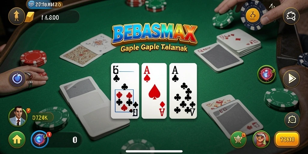 Tampilan layar permainan gaple yang menarik di BEBASMAX.