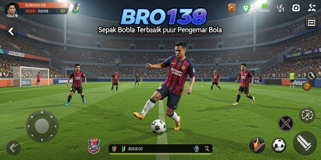 Tangkapan layar gameplay BRO138 yang menampilkan aksi sepak bola seru.