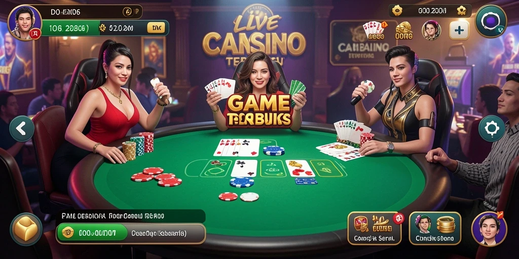 Screenshot D06 menampilkan dealer langsung dan suasana permainan yang menarik.