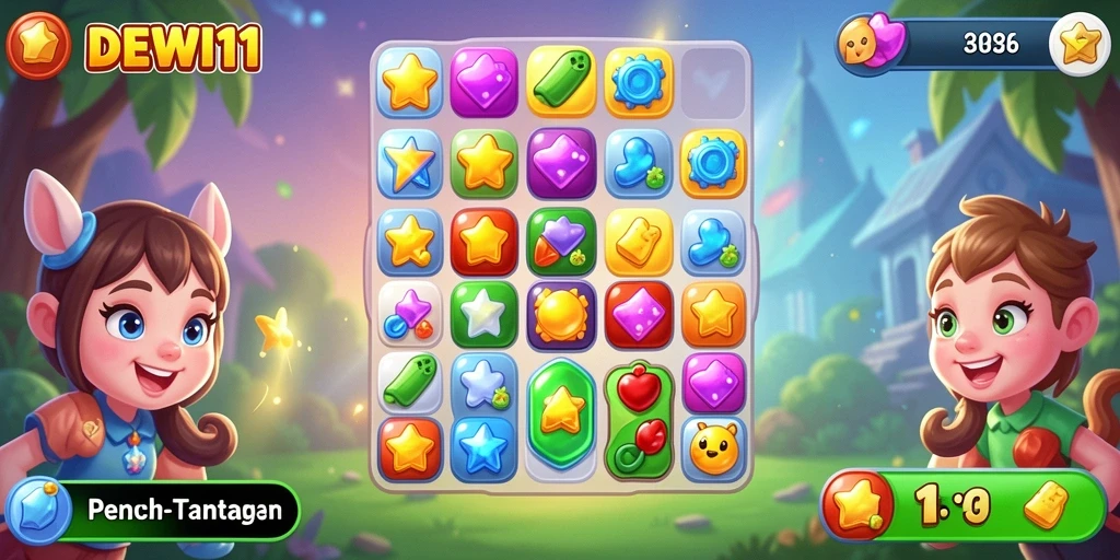 Tampilan gameplay DEWI11 yang seru dan penuh warna.
