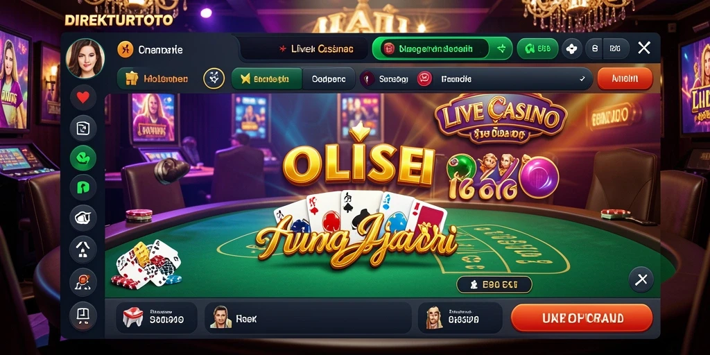 Tampilan interaksi dealer langsung dalam permainan Live Casino.