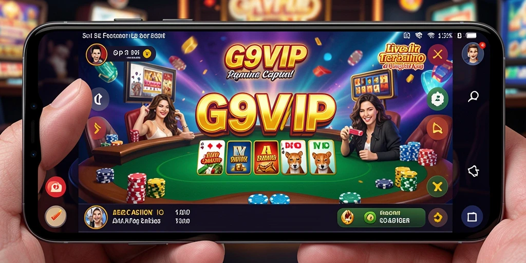Screenshot utama G9VIP menampilkan dealer profesional dalam suasana live casino.