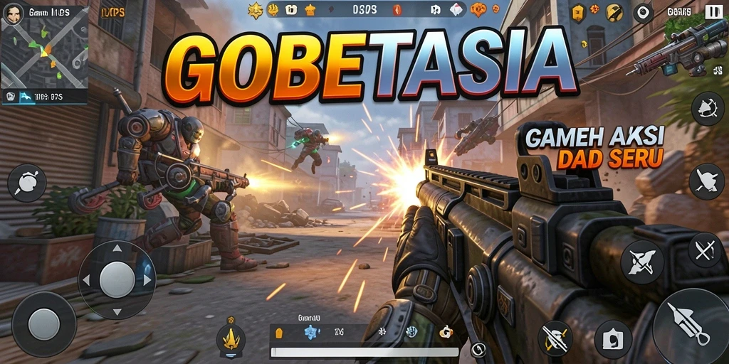 Screenshot utama GOBETASIA menampilkan aksi seru dalam gameplay TPS.