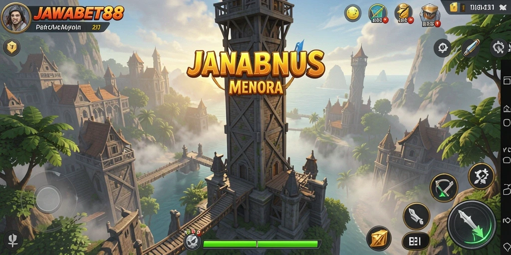 Tampilan gameplay menara pertahanan di JAWABET88 yang mengesankan.