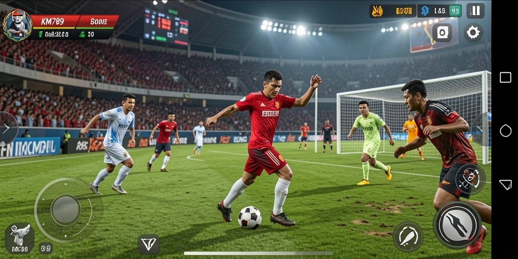 Tangkapan layar gameplay KM789 yang menampilkan aksi seru olahraga.