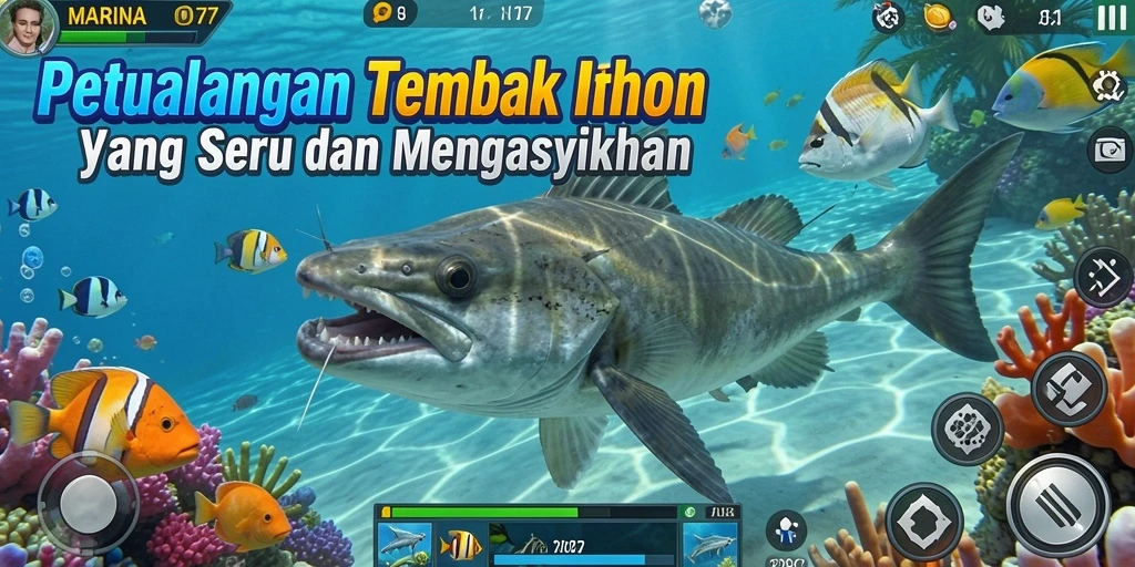 Screenshot gameplay seru dalam MARINA77 yang menampilkan aksi Tembak Ikan.