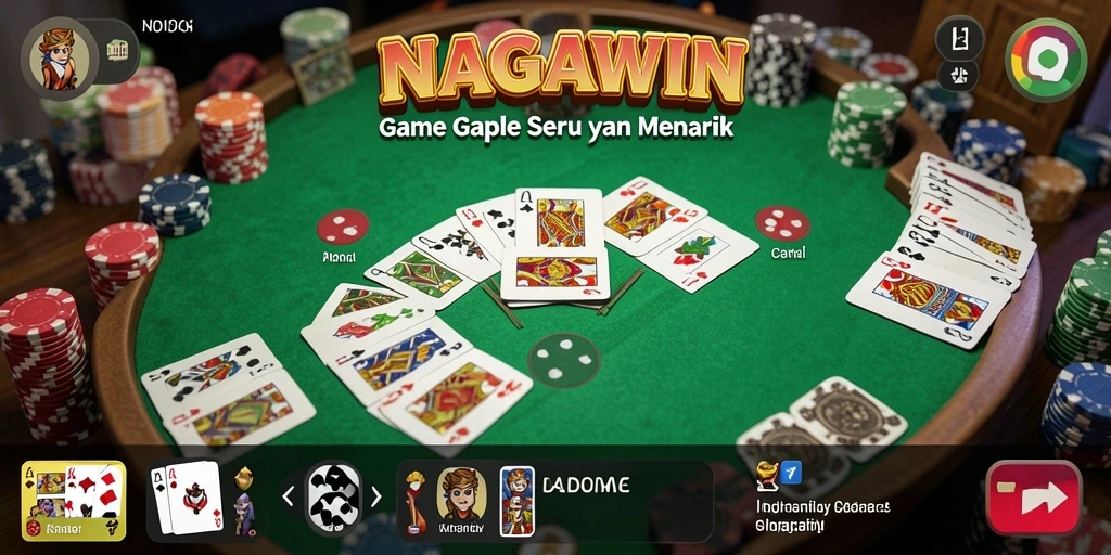 Screenshot gameplay NAGAWIN yang menampilkan permainan Gaple seru.