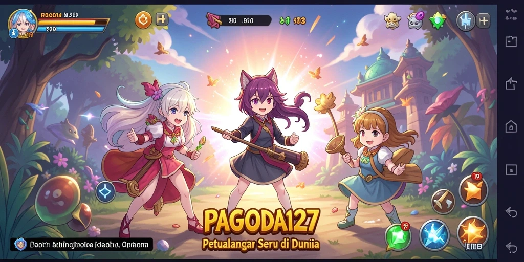 Screenshot gameplay PAGODA127 menampilkan karakter anime yang memukau dan aksi seru.