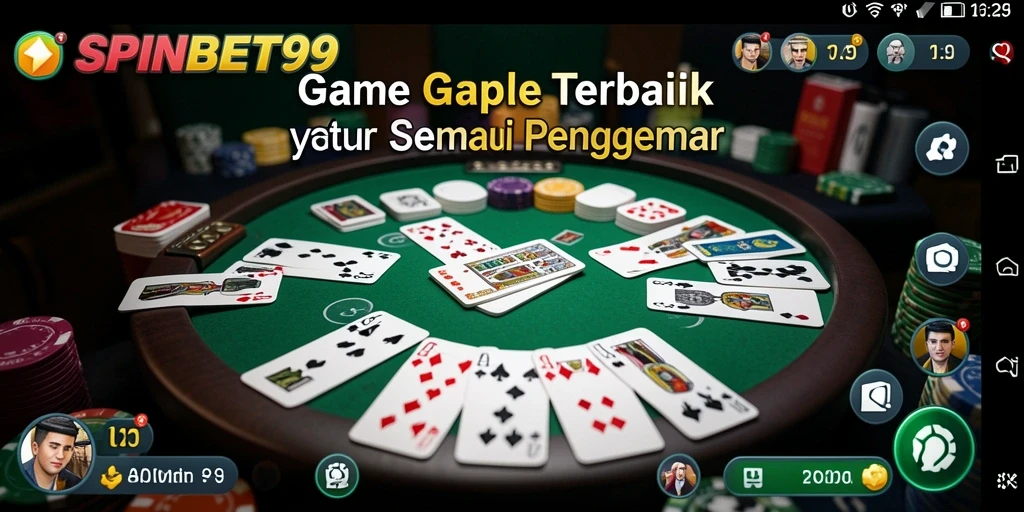 Screenshot gameplay Gaple SPINBET99 yang seru dan interaktif.